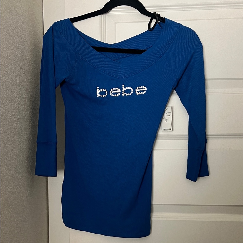 Bebe Vibrant Blue V-Neck Top